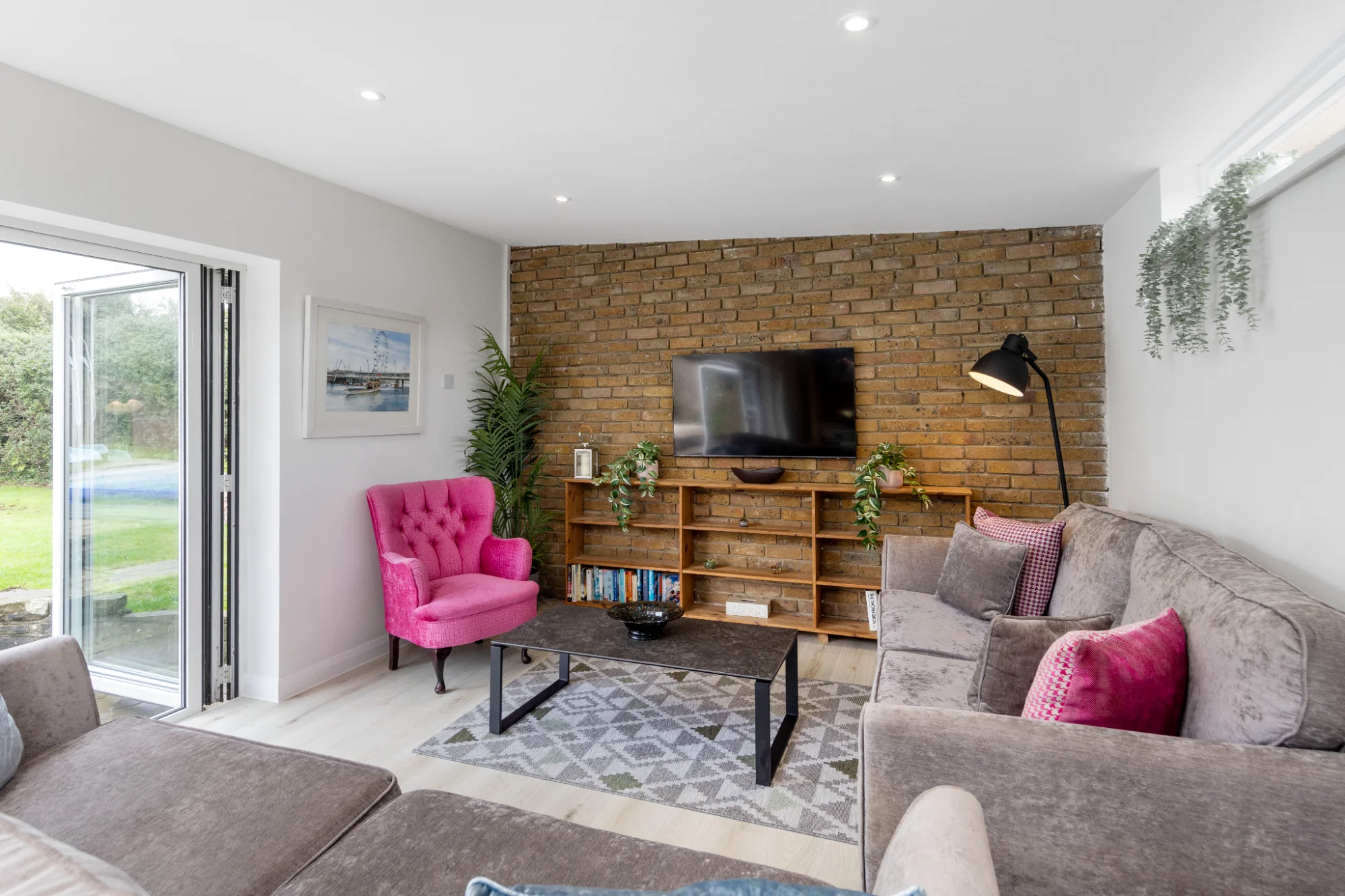 Living room with bifold doors